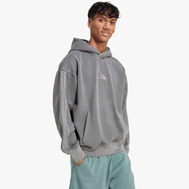 Мужская толстовка с капюшоном Adidas ALL SZN Fleece Washed JL6539 серый