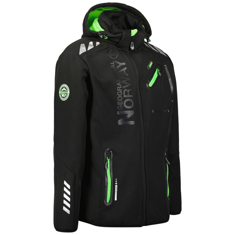 Geographical Norway ROYAUTE BLACK / GREEN DB MEN 068 BLACK / GREEN men's softshell jacket (WY8026H/GN-NOIR / VERT)