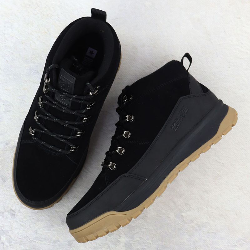 Men's leather boots, unlined, black, Big Star SS174265
