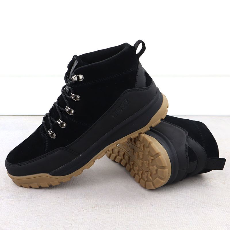 Men's leather boots, unlined, black, Big Star SS174265
