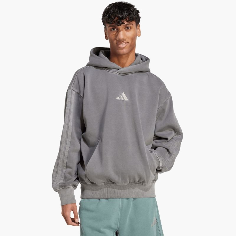 Мужская толстовка с капюшоном Adidas ALL SZN Fleece Washed JL6539 серый
