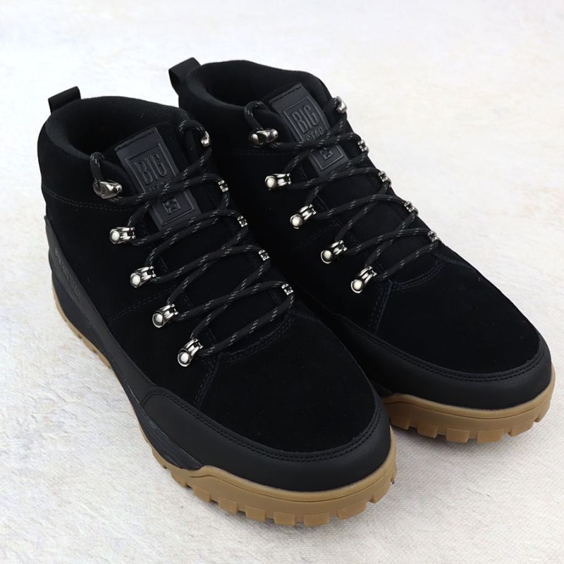 Men's leather boots, unlined, black, Big Star SS174265