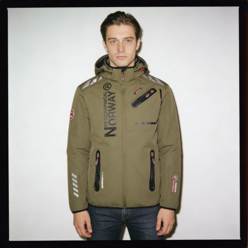 Geographical Norway Royaute DB 068 M WY1997H/GN-Kaki / Black Softshell Jacket