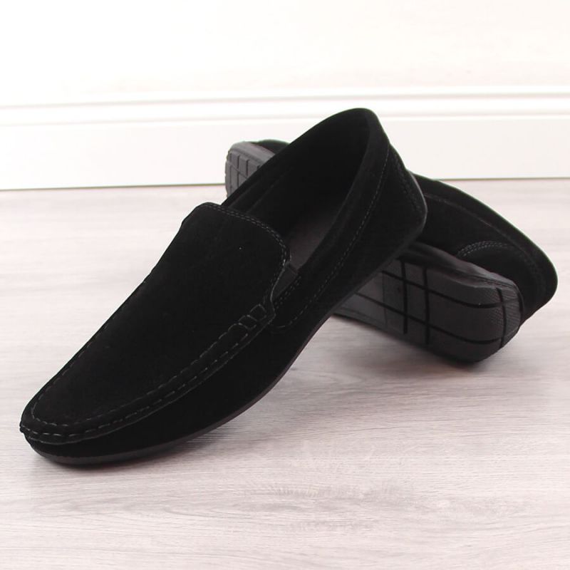 Men's Suede Slip-On Loafers with Openwork Black News 4873