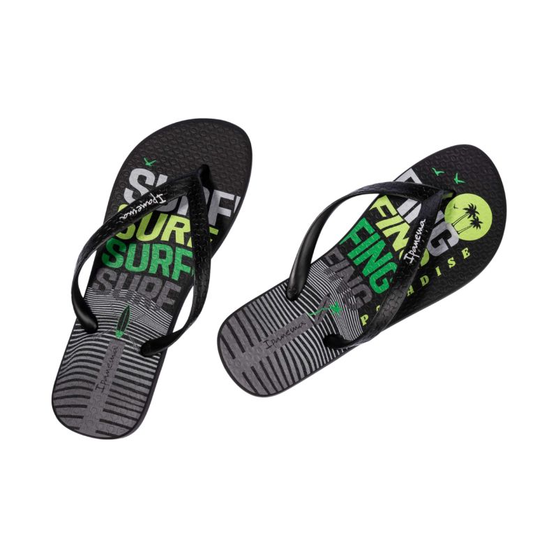 Ipanema Graphics Men's Flip-Flops Black and Green 83532-AP253