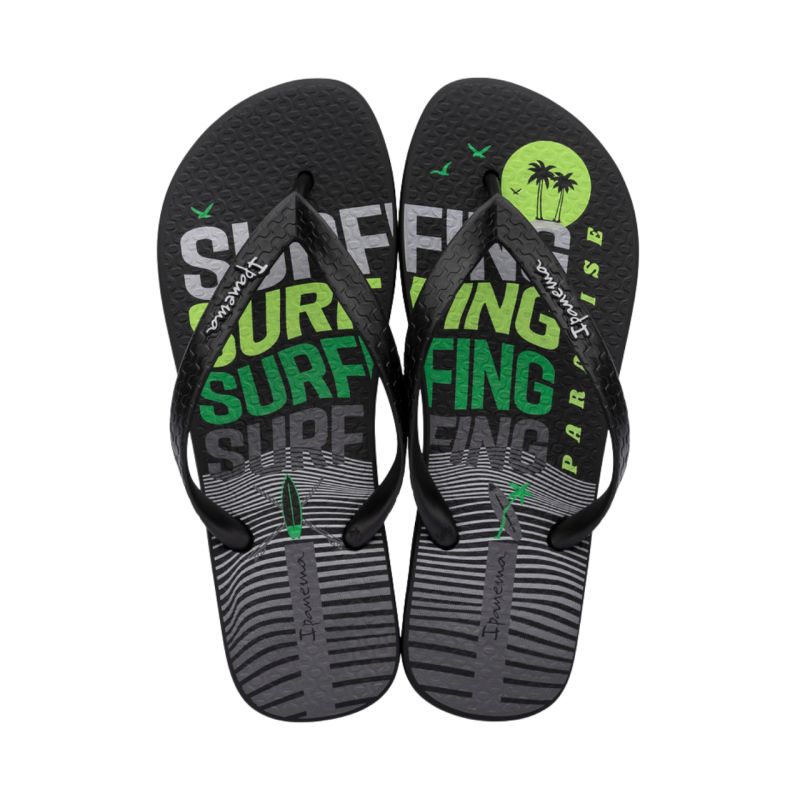 Ipanema Graphics Men's Flip-Flops Black and Green 83532-AP253