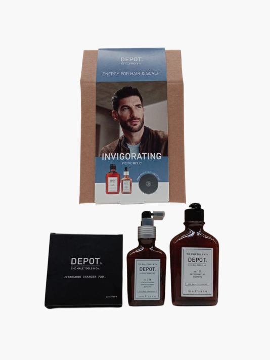 Invigorating Kit C Set Depot: 100 Hair Cleansing No. 105, Multivitamin Complex, Hair Shampoo, Anti-Hair Loss, 250 ml + 200 Hair Treatments No. 206, Hair Lotion Treatment, Invigorating