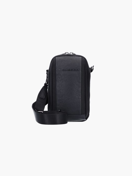 Piquadro, Brief 2, Nylon And Leather, Textile Crossbody Bag, Black, CA5485BR2, For Men