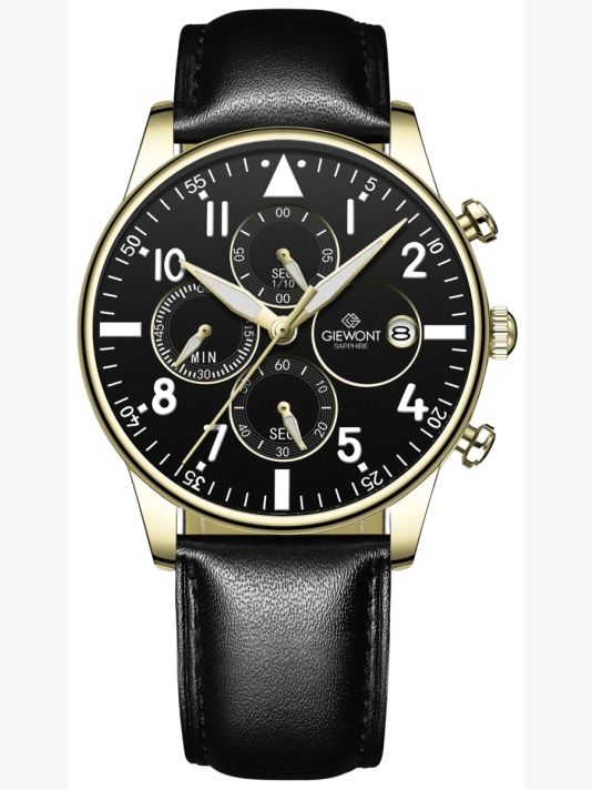 Zegarek Męski Giewont Chronograph Sapphire Czarno Złoty GW5630-A4