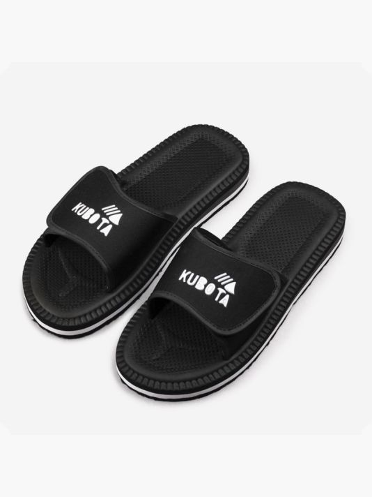Kubota men's beach flip-flops with Velcro for swimming pools, black