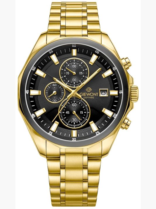 Zegarek Męski Giewont Chronograph Sapphire Złoto Czarny GW7290-B4