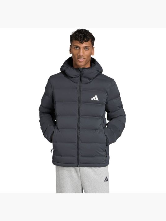 Men's adidas Helionic Climawarm Stretch Hooded Down Jacket Black JN2114