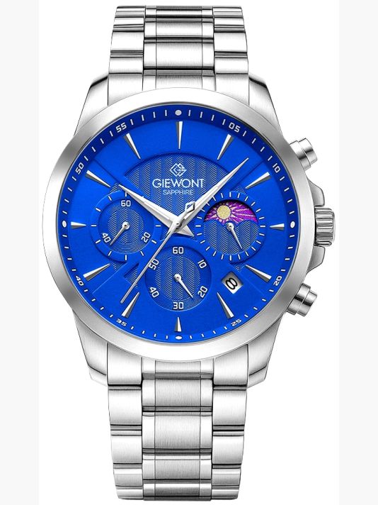 Zegarek Męski Giewont Chronograph Sapphire Srebrno Niebieski GW9460-B3