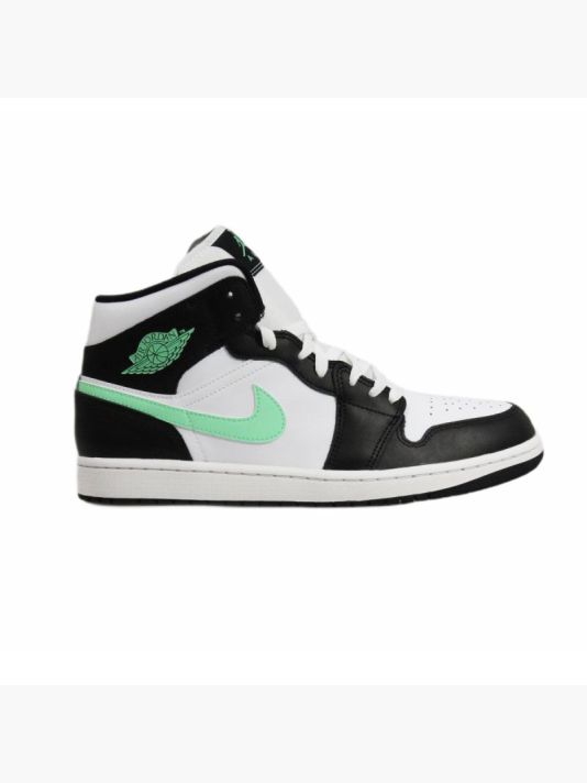 Air Jordan 1 Mid Green Glow White Men's Sneakers - DQ8426-103