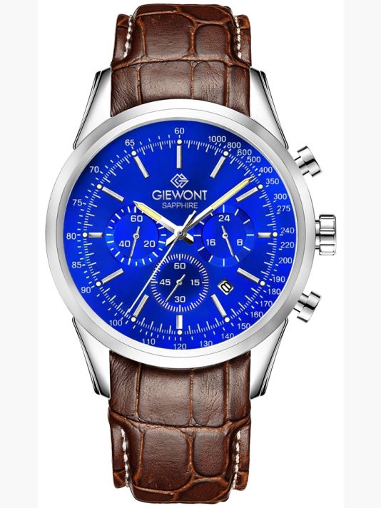 Zegarek Męski Giewont Chronograph Sapphire Srebrno Niebieski GW7650-A5