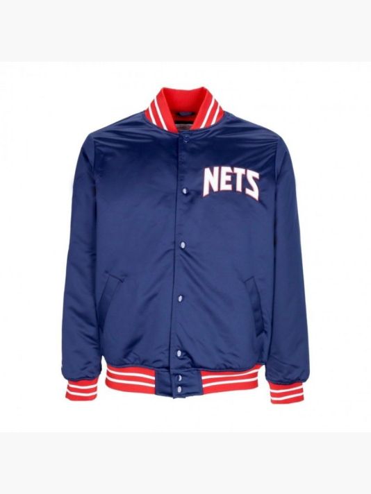 Mitchell & Ness NBA Heavyweight Satin Jacket New Jersey Nets OJBF3413-NJNYYPPPNAVY