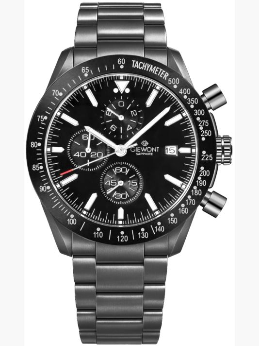 Мужские часы Giewont Chronograph Sapphire Черные GW8720-B1