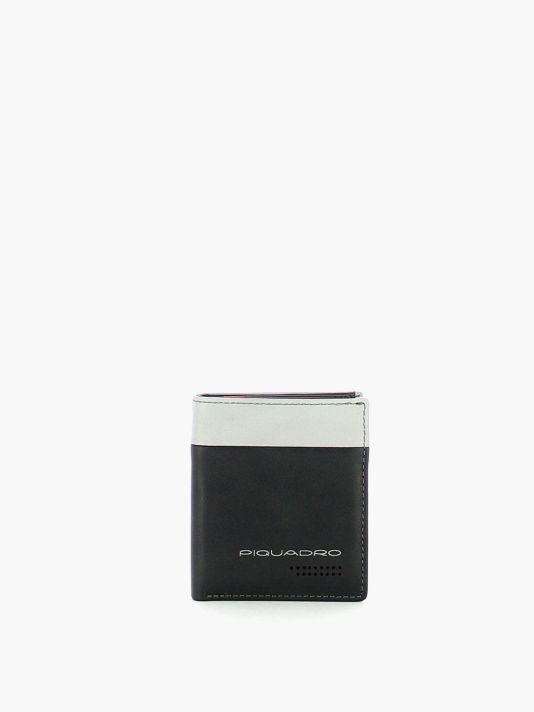 Piquadro, Piquadro, Leather Wallet, For Back And Credit Cards, Black, Gray, For Men
