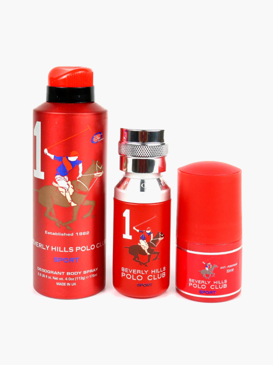 Gift Set Beverly Hills Polo Club: 1982 - Sport 1, Eau De Toilette, For Men, 50 ml + 1982 - Sport 1, Anti-Perspirant, Deodorant Spray, For Men, 175 ml + 1982 - Sport 1, Anti-Perspirant, Deodorant Roll-On, For Men