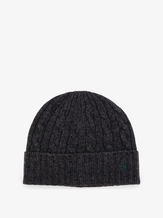 Wool blend cable knit beanie hat