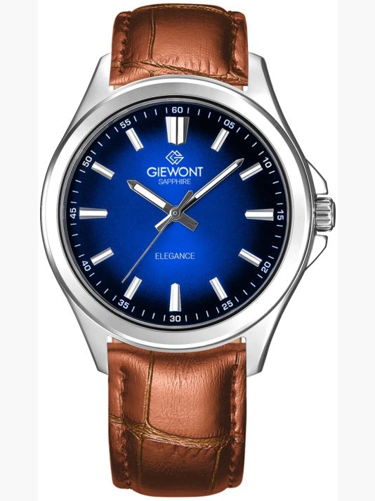 Zegarek Męski Giewont Elegance Sapphire Brązowo Niebieski GW5160-A7