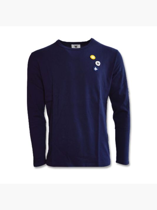 Men's Longsleeve Wood Wood Mel patches sweatshirt - 10235402-2323-Navy