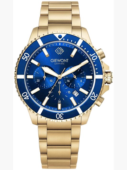 Zegarek Męski Giewont Chronograph Sapphire Złoto Niebieski GW3970-B6