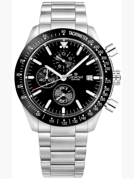 Мужские часы Giewont Chronograph Sapphire серебристо-черные GW8720-B2