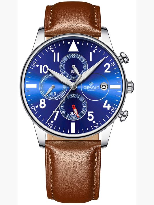 Zegarek Męski Giewont Chronograph Sapphire Brązowo Niebieski GW5630-A6