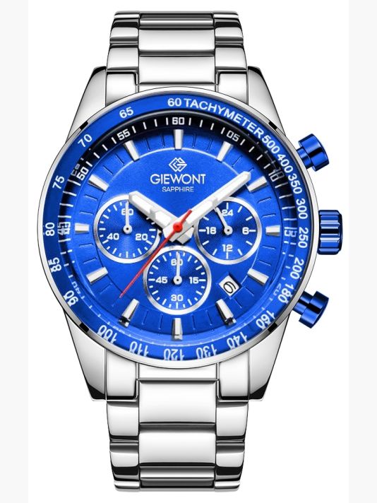 Мужские часы Giewont Chronograph Sapphire Серебристо-синие GW9140-B3