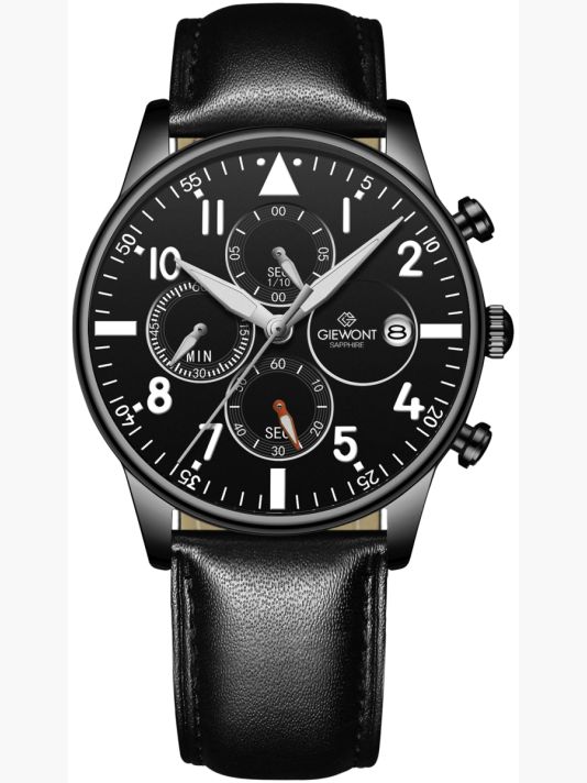 Zegarek Męski Giewont Chronograph Sapphire Czarny GW5630-A1