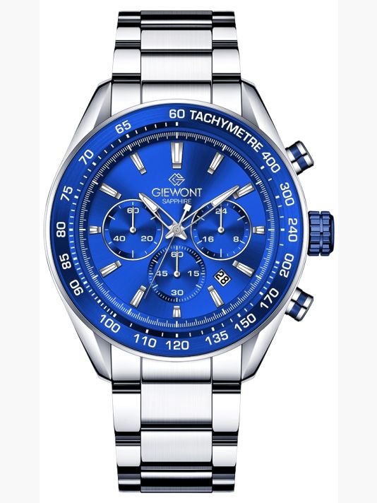 Zegarek Męski Giewont Chronograph Sapphire Srebrno Niebieski GW9580-B3
