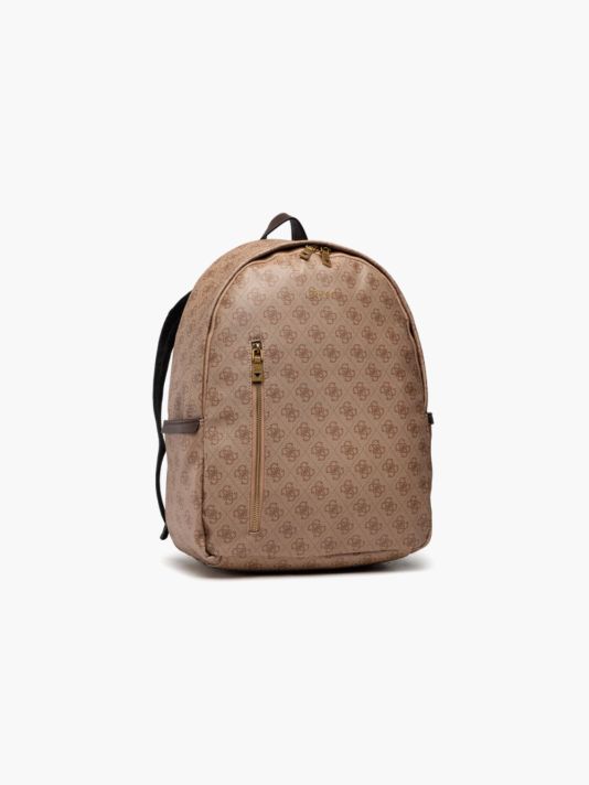 Guess, Vezzola, Synthetic Leather, Textile Backpack, Brown, 4G Logo, For Men, 21/32.5 x 39.5 x 15 cm
