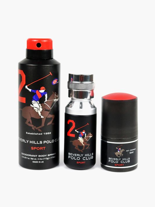 Set Beverly Hills Polo Club: 1982 - Sport 2, Eau De Toilette, For Men, 50 ml + 1982 - Sport 2, Anti-Perspirant, Deodorant Spray, For Men, 175 ml + Sport 2, Anti-Perspirant, Deodorant Roll-On, For Men