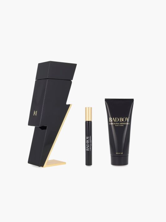 Set Carolina Herrera: Bad Boy, Eau De Toilette, For Men, 100 ml + Bad Boy, Eau De Toilette, For Men, 10 ml + Bad Boy, Shower Gel, For All Skin Types