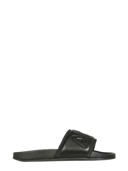 LEATHER SLIDE SANDALS