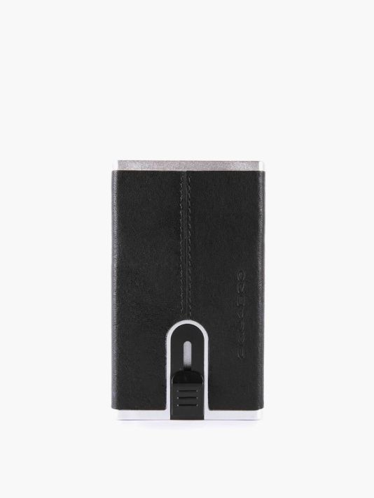 Piquadro, Black Square, Leather Wallet, Square Sliding System with Compact for Banknotes, PP4891B3R N, Black, For Men