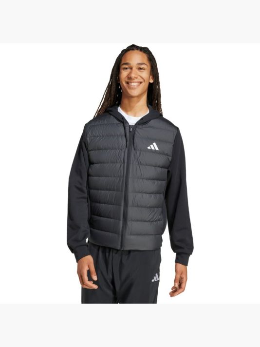 Men's adidas Essentials Climawarm Hybrid Down Hooded Jacket Black KA5251