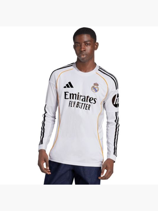 adidas Real Madrid 25/26 Long Sleeve Home Men's Jersey White JN8884