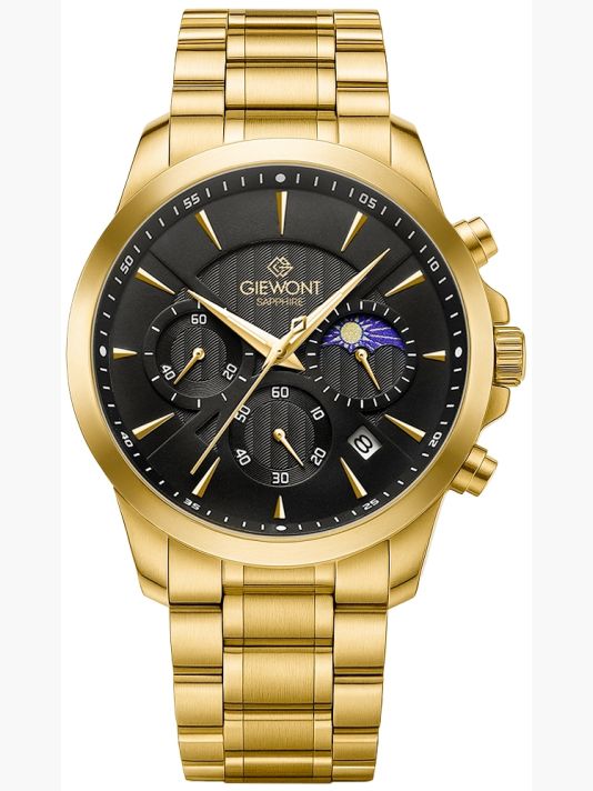 Zegarek Męski Giewont Chronograph Sapphire Złoto Czarny GW9460-B4
