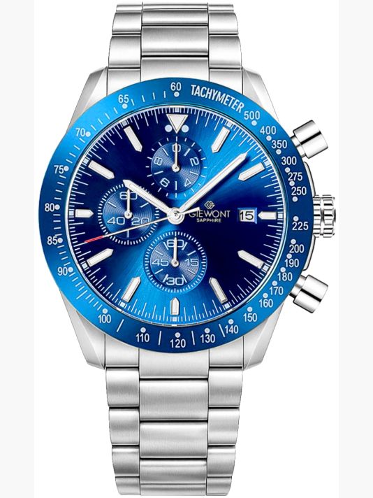 Мужские часы Giewont Chronograph Sapphire серебристо-синие GW8720-B3