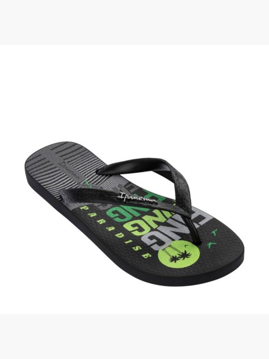 Ipanema Graphics Men's Flip-Flops Black and Green 83532-AP253