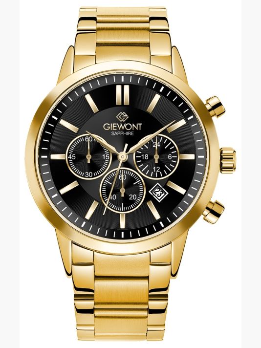 Meeste käekell Giewont Chronograph Sapphire Kuld Must GW8510-B5