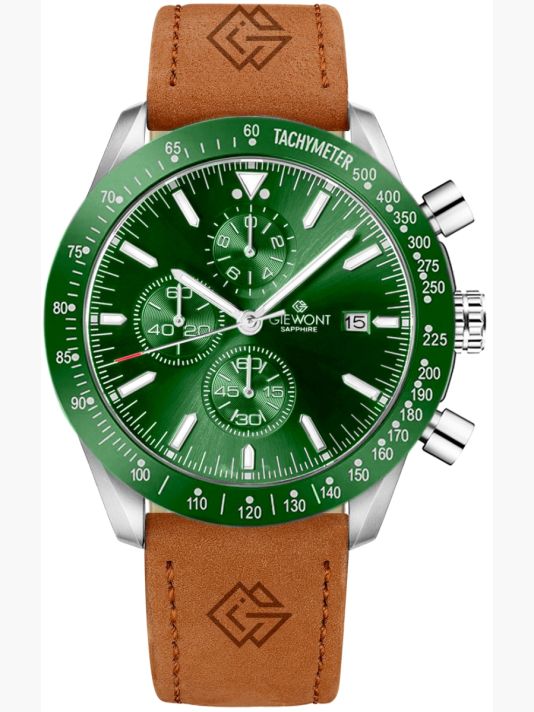 Zegarek Męski Giewont Chronograph Sapphire Brązowo Zielony GW8720-A3