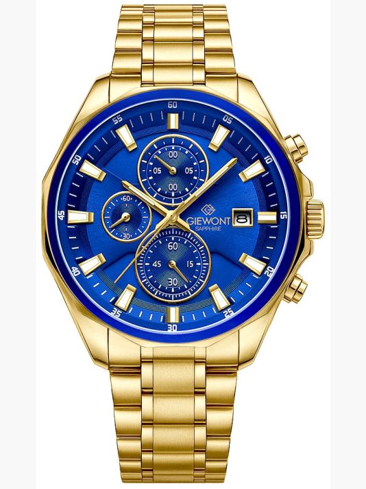 Zegarek Męski Giewont Chronograph Sapphire Złoto Niebieski GW7290-B6