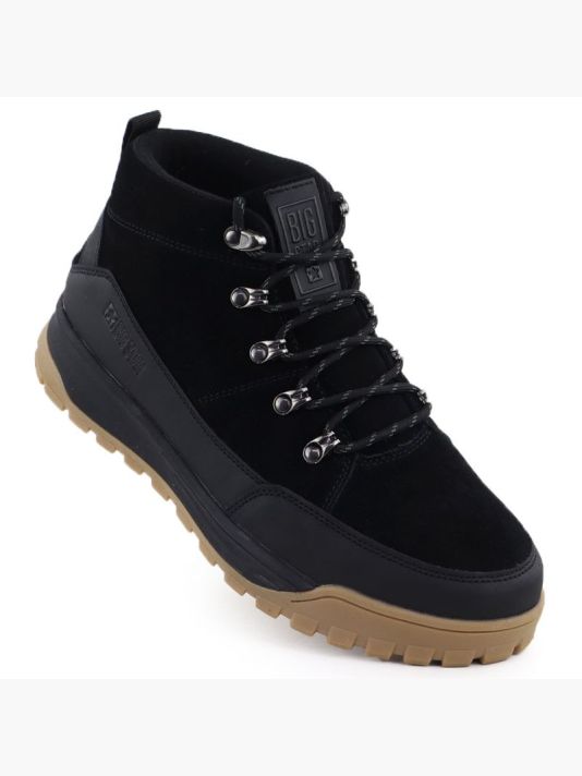 Men's leather boots, unlined, black, Big Star SS174265