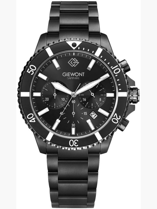 Zegarek Męski Giewont Chronograph Sapphire Czarny GW3970-B4