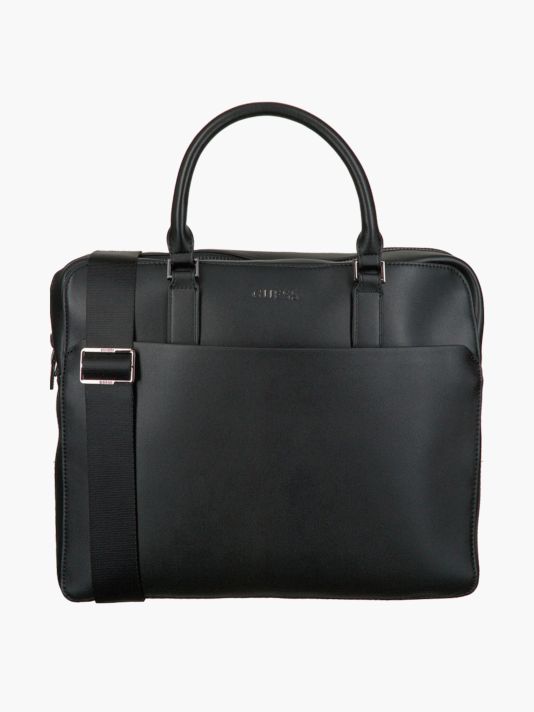 Guess, Scala, Ecological leather, Textile Briefcase, Computer, Black, 36 x 29 x 9 cm, For Men