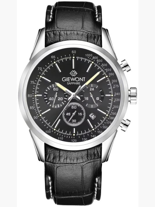 Zegarek Męski Giewont Chronograph Sapphire Srebrno Czarny GW7650-A2