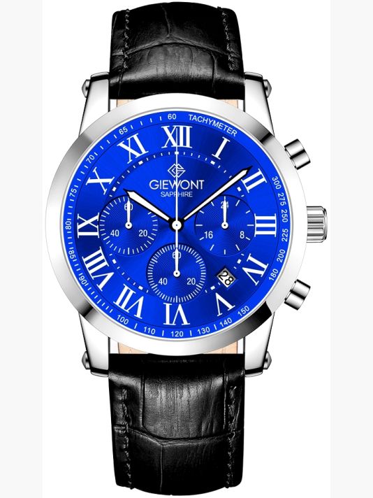 Zegarek Męski Giewont Chronograph Sapphire Srebrno Niebieski GW6260-A4